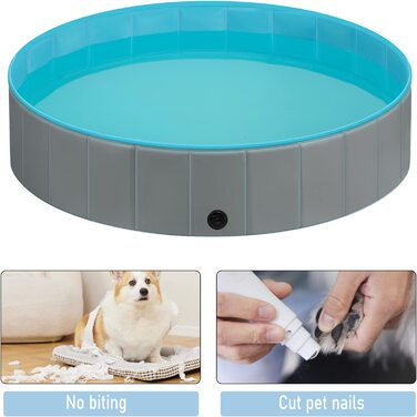 Басейн для собак eugad для великих собак, складаний дитячий басейн для дітей, сірий 120x30 см (160x30 см (1 упаковка), світло-сірий)