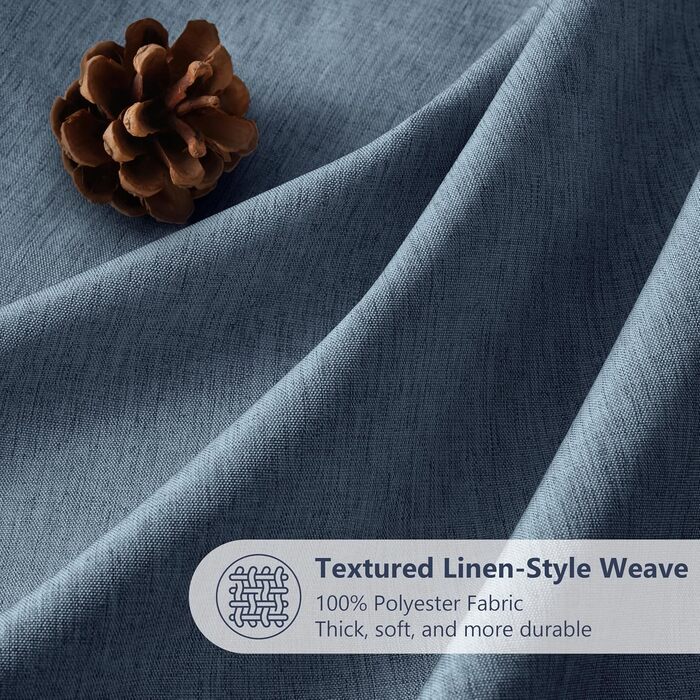 Штора для душу з льону з металевими кільцями, 182x182 см, Marineblau (темно-синій)