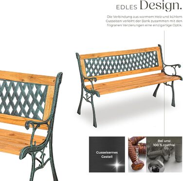 Гарна лавка для саду Tectake® на 2 особи, з дерева, у стилі кантрі. Ідеально підходить для зимового саду, балкону або саду. Розміри: 119,5 x 62 x 83 см (модель 'Michaela')