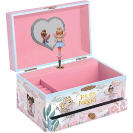 Музична казкова скринька для дівчаток - дитяча музична скринька, принцеса, дзеркальце - подарунок принцесі, скринька для прикрас - вік 3-10 років, рожева.