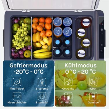 Автомобільний холодильник WOLTU 30л, електричний 12/230V, двозонний, для авто, пляжу, пікніка - білий + адаптер