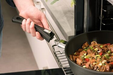 Сковорода Berndes Vario Click з знімним ручками – індукція, всі плити, PFOA-free, антипригарне покриття, для миття в посудомийній машині, для духовки (24 см, чорний)