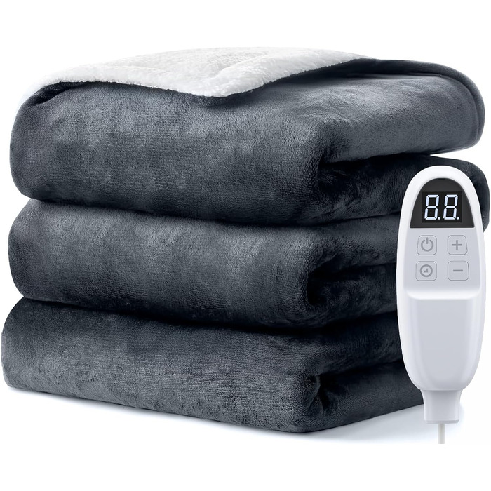 Електрична ковдра Dnenellr XXL 200x180 см з автоматичним вимкненням, 6 режимів нагріву, захист від перегріву, пральна, для ліжка та дивану