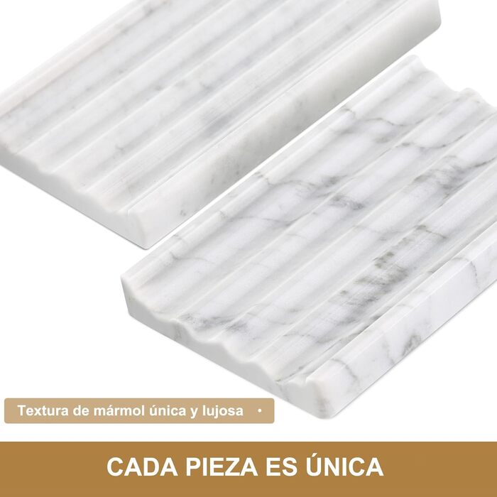 Мильниця Koville Luxury Marble - елегантна мильниця зі зливним отвором (Bianco Carrara)