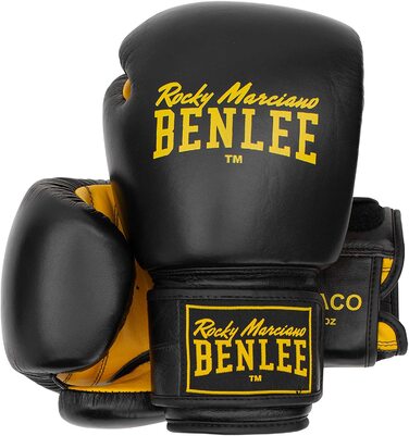 Боксерські рукавички Benlee зі шкіри Драко (16 унцій, Чорний / жовтий)