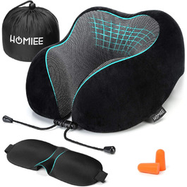 Подушка для шиї Homiee, ортопедична, з memory foam, для подорожей, авто, офісу, чорна