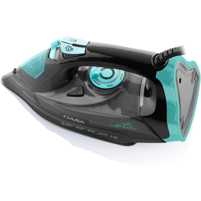 Праска ETA Tiara 2: 2600 Вт, підошва Eloxium, самоочищення, захист від накипу, автовимкнення