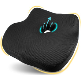 Автокрісло-подушка для спини з Memory Foam для полегшення болю в попереку, велике сидіння для коротких водіїв у далеких поїздках - подушка для автомобіля, офісу - чорний