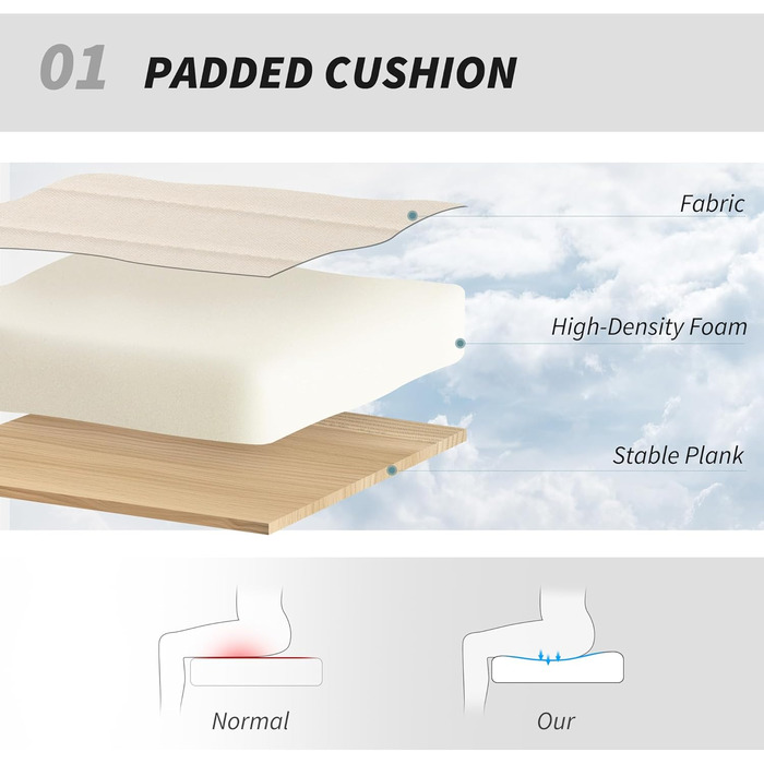 Крісло офісне без підлокітників HOMCOM, тканина льон, регульоване, поворотне, для дому, кремове