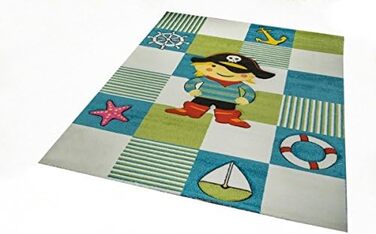 Килим-дитяча мрія, килимок для дитячої кімнати, килим пірат бірюзово-зеленого кольору кремового кольору, розмір 120x170 см (160x230 см)
