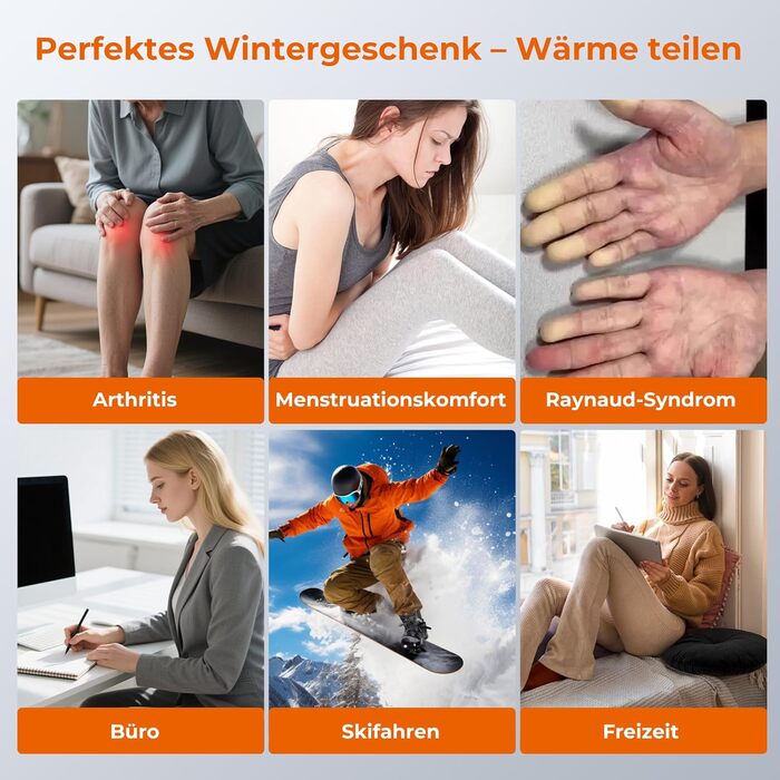 Електричний гріє для рук Fitabok 2 шт. – 6000mAh, магнітний, USB-C, 3 рівні нагріву до 55°C, для активного відпочинку, кемпінгу, гольфу, синдром Рейно