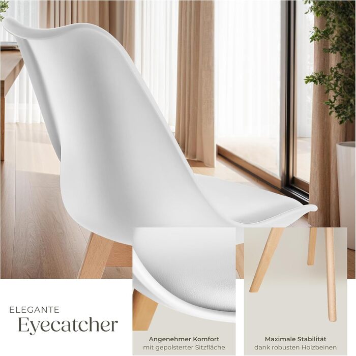 Тектейк® Стільці для їдальні Frederikke II - набір 6 шт. Сучасні кухонні стільці, скандинавський дизайн, чорний колір