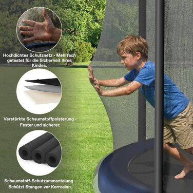 Батут JUMMICO вуличний 220 см з сіткою безпеки та захисним покриттям - блакитний