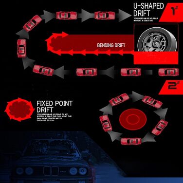 RC Дрифт-кар Drift Auto 1:16, 2.4 GHz, 30 км/год, 4WD, LED підсвічування, червоний, з акумулятором