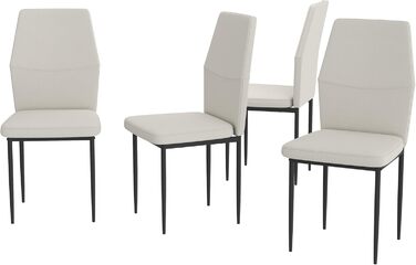 Стілець для їдальні GOLDFAN (4 шт.) з льоновим покриттям, сірий (бежевий). Сучасний кухонний стілець, м'який, з металевими ніжками. Підходить для вітальні та кухні.