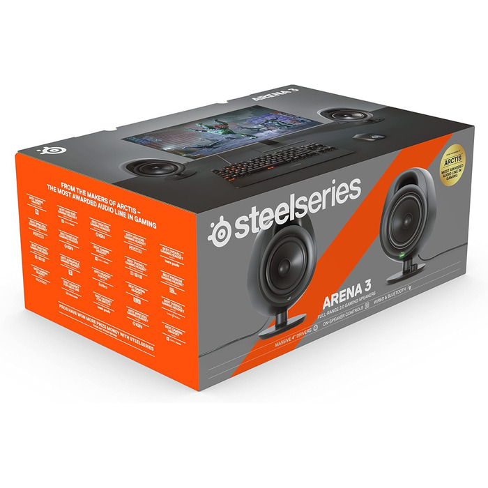 SteelSeries Arena 7 - 2.1-канальна акустична система для геймінгу, чорний, USB, Bluetooth, Aux, оптичний кабель