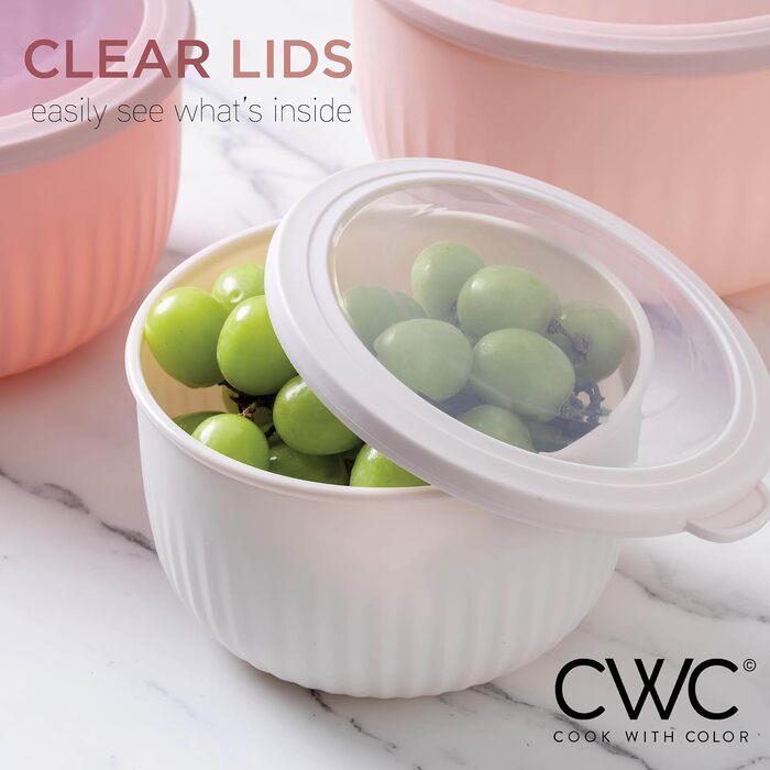Набір кухонних мисок COOK WITH COLOR 12 шт. з кришкою, блакитно-зелений, глибокі миски для приготування їжі