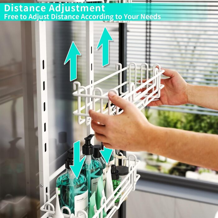 Настінна поличка для душу HapiRm з 22 гачками та 2 тримачами для зубних щіток - 4 яруси, білий