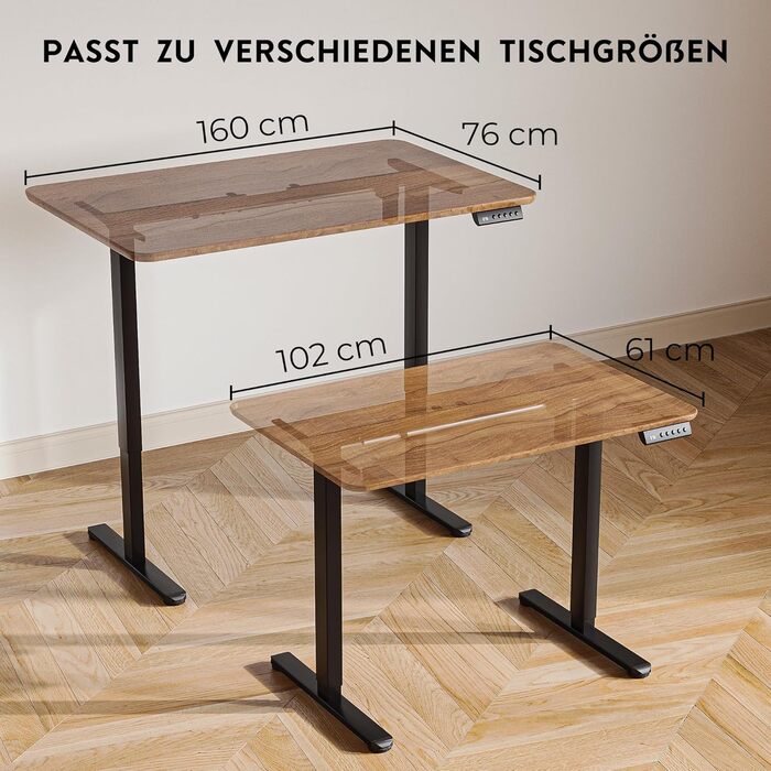 Електричний підйомний стіл BONTEC, чорний, для монітора, вантажопідйомність 85 кг, 102-160 x 61-76 см, 3 пам'яті