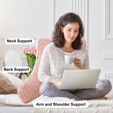 Крісло-мішок Holawakaka для читання та відпочинку з підлокітниками та спинкою, велике, рожеве