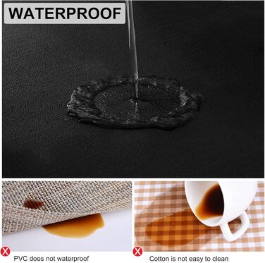 Набір з 6 місць для сервірування столу з штучної шкіри, термостійкі, водонепроникні, легко миються (чорні, 43 x 30 см)