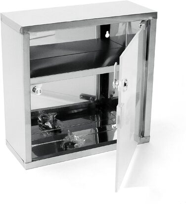 Аптечка для дому з замком, 60x30x12 см, 4 відділення, металева, з дверцятами зі скла, 2 ключі (білий), 4 відділення (сріблястий, 2 відділення)