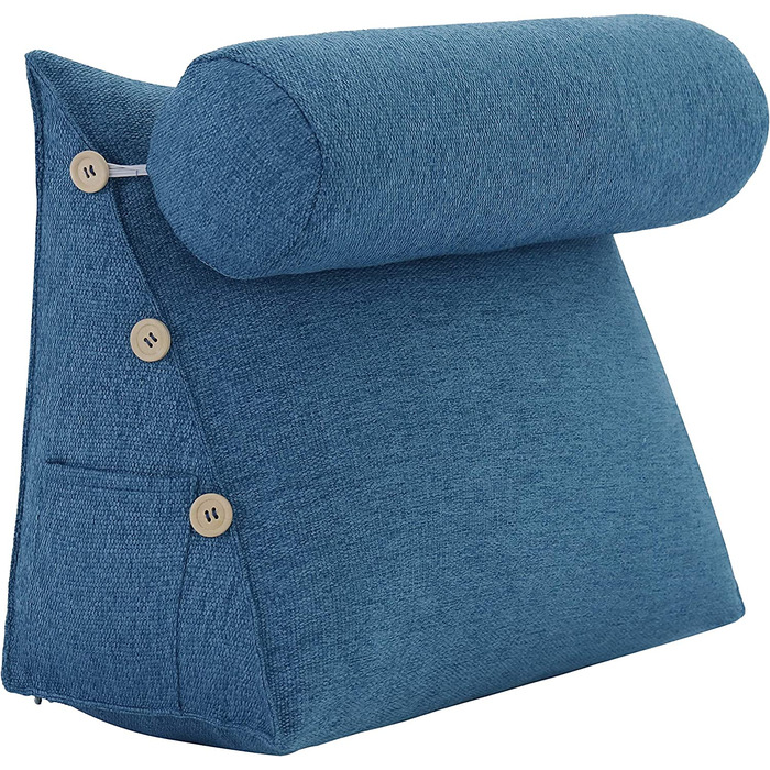 Подушка для спини, трикутна подушка для тіла, підголовник, подушка для ліжка, спинка для дивана, велика подушка для тіла, 60 см (Блакитний)
