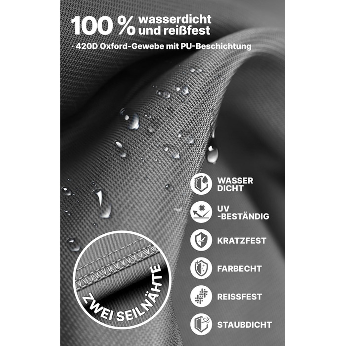 Чохол для парасольки Menz 2-4 м, 420D Oxford, водонепроникний, UV-стійкий, вітростійкий, для саду, антрацит, 225 × 35/50 см