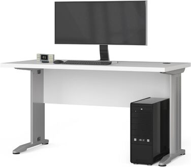 АКОРД Письмовий стіл Офісний стіл Комп'ютерний стіл з металевими ніжками Ширина 135 см Стіл для ноутбука для домашнього офісу Сучасний дизайн Край ABS Ламінована плита 32 см Білий