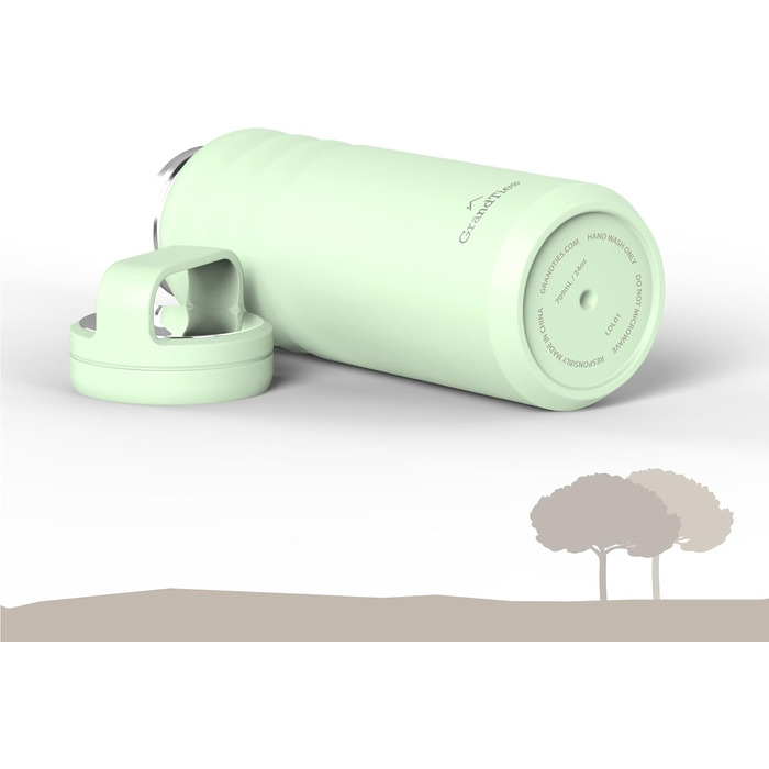 Термопляшка GRANDTIES 946мл з широким горлом та двома кришками - білий слонова кістка | Збереже холодну воду | Для чоловіків та жінок