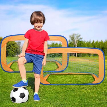 Набір футбольних воріт Achda - різні розміри та кольори на вибір - Міцний і легкий для саду, в приміщенні - Легке зберігання та транспортування - Ідеальне футбольне тренування та рекреаційна гра 120 см Помаранчевий набір з 2 шт.
