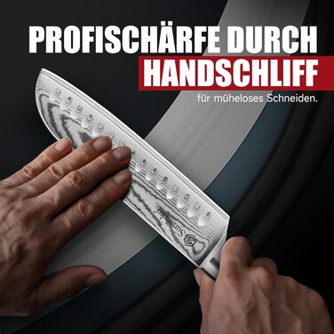 Ніж Sunnecko Дамаск 20см: професійний кухонний ніж з високоякісної сталі Дамаск - гострий ніж для м'яса, стейків, овочів. Ідеальний подарунок для кухаря.