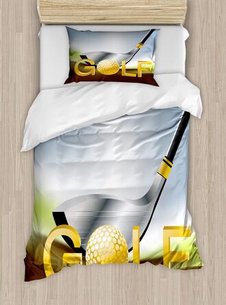 Набір підковдр для гольфу для односпальних ліжок, Sportive ActivityКлючка для гольфу, захист від кліщів для алергіків, підходить з наволочкою, (130 x 200 см - 70 x 50 см, гірчичний шоколад)