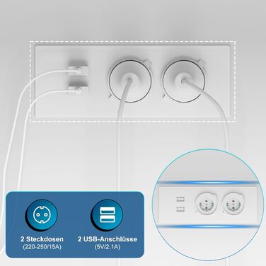 Ігровий стіл Devoko з LED-підсвічуванням 160x120 см, білий - комп'ютерний стіл з USB та розетками для геймерів та офісу