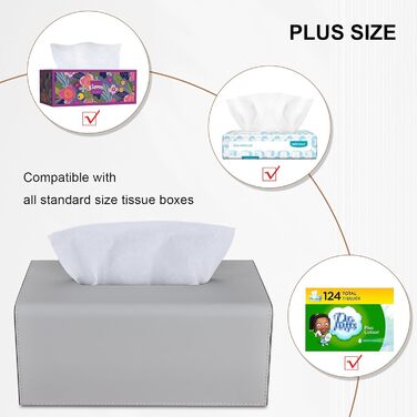 Склянка для серветок з PU шкіри, сіра, прямокутна - KINGFOM | для офісу, авто, дому