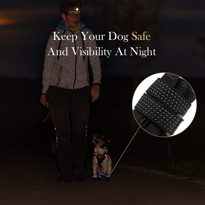 Черевики для собак AQH, 4 шт. дихаючі черевики для собак зі світловідбиваючими ремінцями, захист лап для собак з мікрофібри з гумовою ромбічної підошвою (8) Широкий розмір 8 6,8-7,4 см