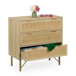Комод Relaxdays з 3 висувними ящиками, з імітацією ротангу