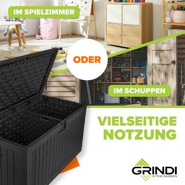 Ящик для зберігання садовий Grindi Morus 190л, водонепроникний, чорний матовий - для подушок, інструментів, на балкон та терасу
