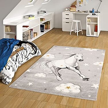 Дитячий килим Maui Kids кінь сіра зірка в 5 розмірах (200x290 см)