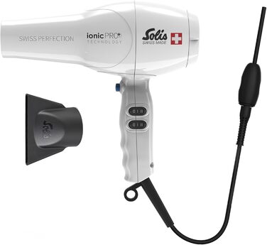 Фен Solis Swiss Perfection 360º ionicPRO 440: іонний, поворотний кабель, стилізуюча насадка, білий