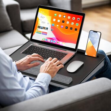 Підставка для ноутбука в ліжко - Lapdesk з підставкою для зап'ястя та тримачем для телефону, до 17.3 дюймів, для дому, навчання та відпочинку