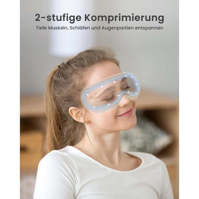Масажер для очей RENPHO Eyeris 1 з підігрівом, вібрацією та Bluetooth, акумуляторний. Полегшення сухих очей, подарунок для жінок та чоловіків