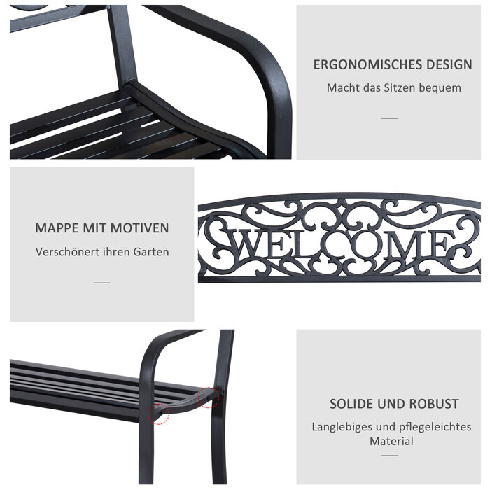 Лавочка для саду на 2 особи, металева лавка для парку