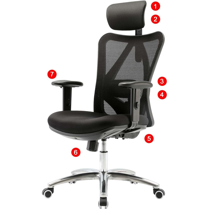 Офісне крісло Mendler HWC-J86, ергономічне, регульована поперекова підтримка, до 150 кг, чорний/оранжевий (без підніжки)