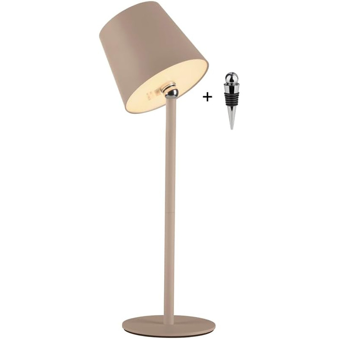 LED настільна лампа SellTec на акумуляторі, USB, біла, диммер, IP54, для саду, кемпінгу, балкону або тераси (пісок)