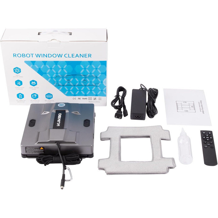 Робот для миття вікон K2 з функцією розпилення, 6000Pa, тихий, для рамових та безрамових вікон, з 4 запасними серветками