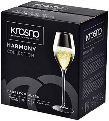 Кроснo Champagnergläser Prosecco-Gläser: Набір з 6 келихів для шампанського та просекко, 280 мл, колекція Harmony | Ідеально для дому, ресторанів та свят | Можна мити в посудомийній машині