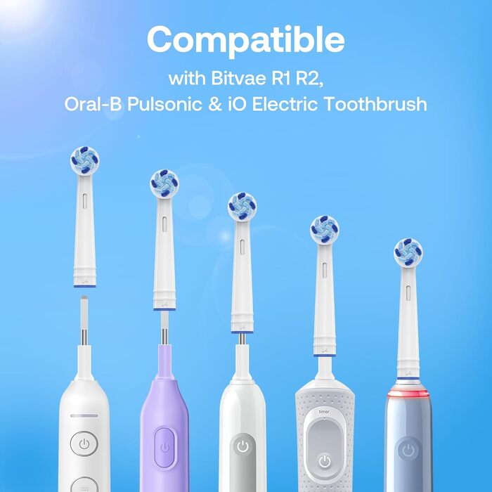 Електрична зубна щітка Bitvae з 8 насадок для дорослих та дітей, кейс, 5 режимів, таймер 2 хв, 60 днів роботи, (R1H3, Violett)