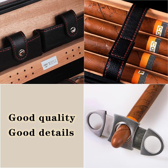 Чоловіче шкіряне цигарряне етоуі Time C Club з аксесуарами: різець для сигар та зволожувач, подарунок для дружків, на день народження, на День батька