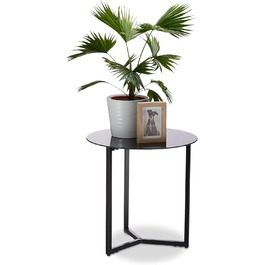 Круглий журнальний столик зі скла та металу, декоративний стіл для відпочинку, ВхШхГ 51 х 50 х 50 см, в елегантному, стандартному